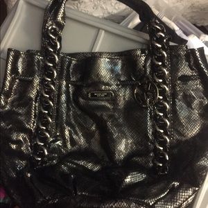 Michael Kors Gunmetal Chain Link Drawstring Tote